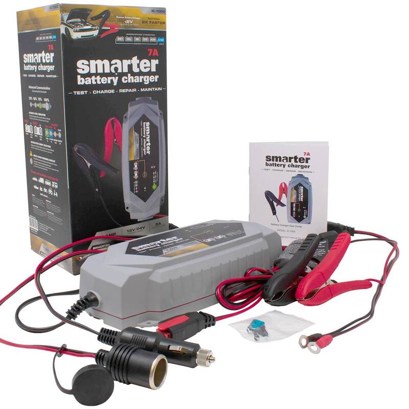 Smartech Products 12V/24V 7 Amp Smart Automotive Battery Charger, Maintainer, Repairer, Tester with Advanced Desulphation Process - BC-7000