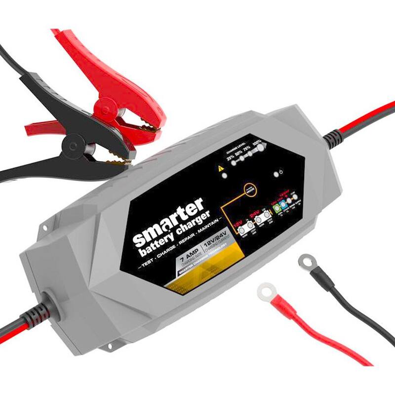 Smartech Products 12V/24V 7 Amp Smart Automotive Battery Charger, Maintainer, Repairer, Tester with Advanced Desulphation Process - BC-7000