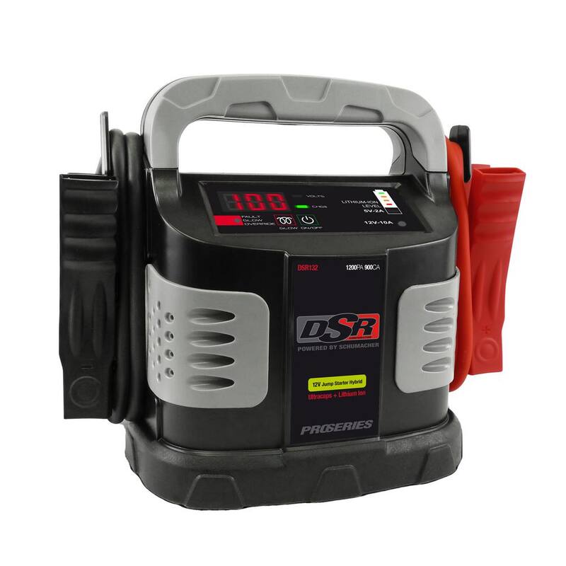 Schumacher Electric DSR Professional Grade 12 Volt, 1200 Peak Amps, Ultracapacitor and Lithium Ion Hybrid Jump Starter - DSR132