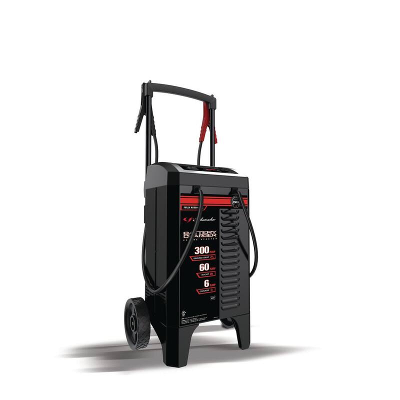 Schumacher Electric Automotive 6 Volt and 12 Volt 300 Amp Fully Automatic Wheeled Jump Starter and Battery Charger with 60 Amp Boost - SC1400