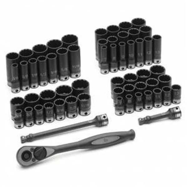 Grey Pneumatic Grey Pneumatic Corp. GY81259CRD .38 in. Drive 12 point Fract. & Metric Duo Socket Set - 59 Pieces - GY81259CRD