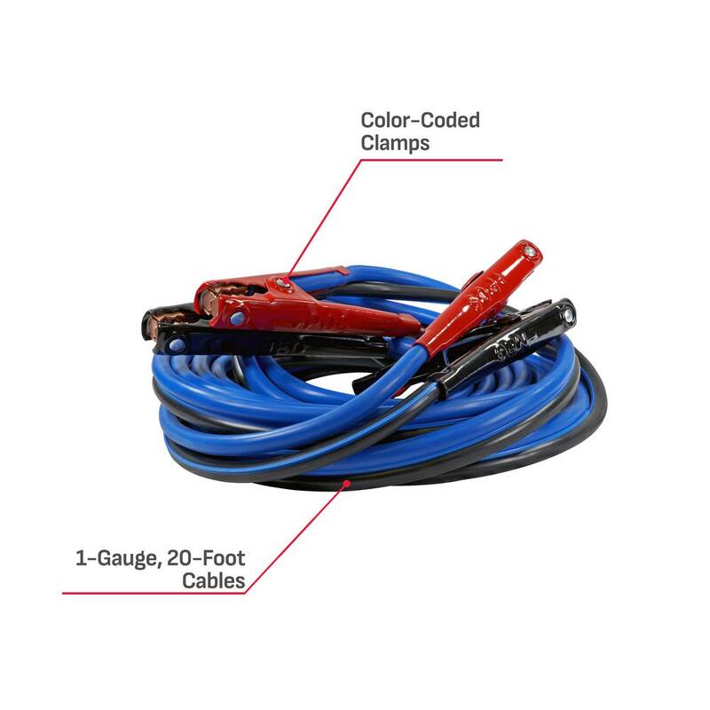 Schumacher Electric 4-Gauge, 20-Foot Heavy-Duty Jumper Cables, Rated for 250 Amps - BC4