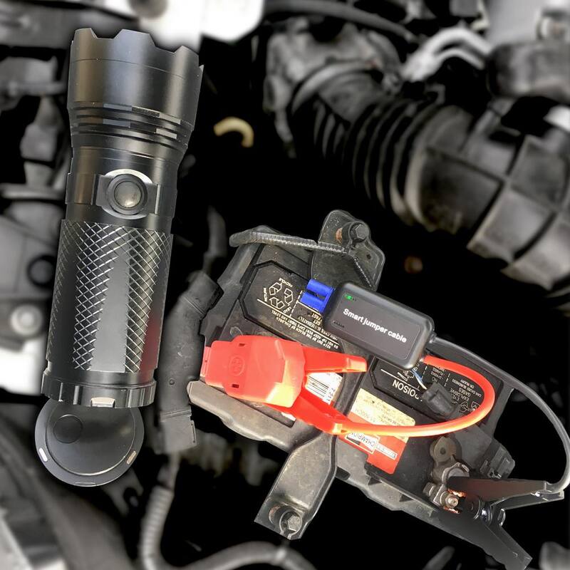 Smartech Products 8000 Lumen Rechargeable Flashlight with 10000 mAH Jump Starter and Power Bank - ULTRATECH-8000