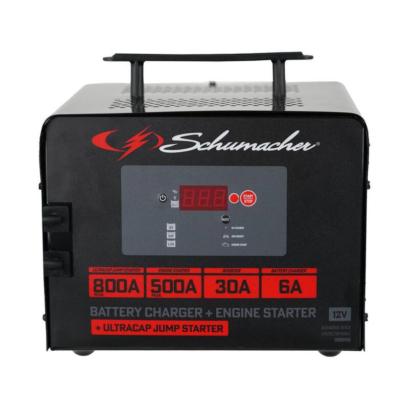 Schumacher Electric Portable Automotive 12 Volt Ultracap Jump Starter and Battery Charger, 800 Amps, Long Lasting, Fully Automatic - SC1591