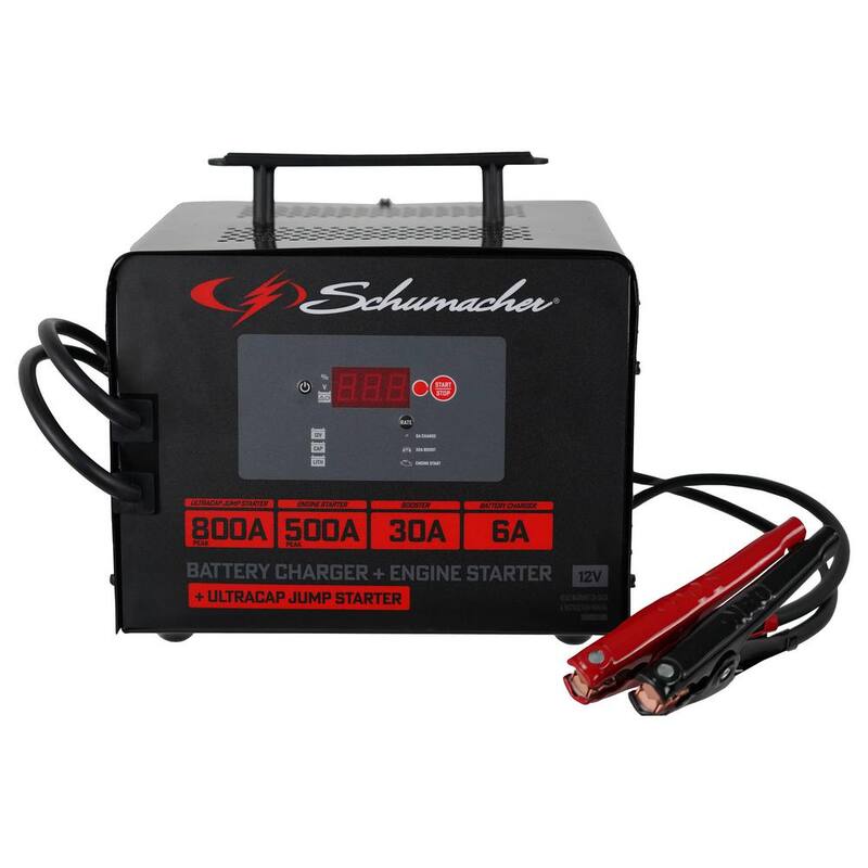 Schumacher Electric Portable Automotive 12 Volt Ultracap Jump Starter and Battery Charger, 800 Amps, Long Lasting, Fully Automatic - SC1591