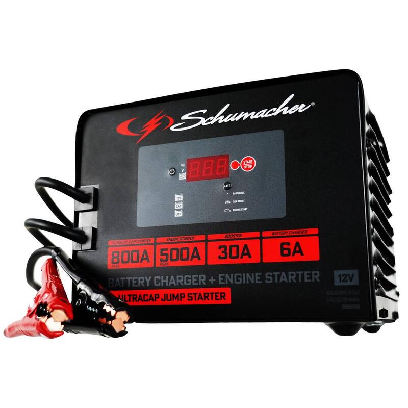 Schumacher Electric Portable Automotive 12 Volt Ultracap Jump Starter and Battery Charger, 800 Amps, Long Lasting, Fully Automatic - SC1591