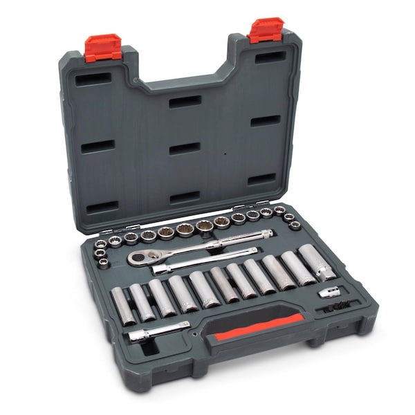 Weller Crescent 3/8 in. drive Metric and SAE 6 and 12 Point Socket Wrench Set 35 pc - CTK35