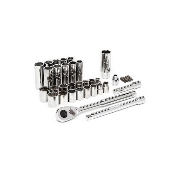 Weller Crescent 3/8 in. drive Metric and SAE 6 and 12 Point Socket Wrench Set 35 pc - CTK35