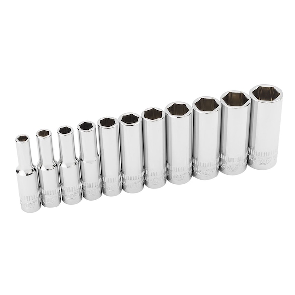 Ingersoll-Rand 11 Piece 1/4 Inch Drive Deep Socket Set - Metric 6-Pt - 752045X