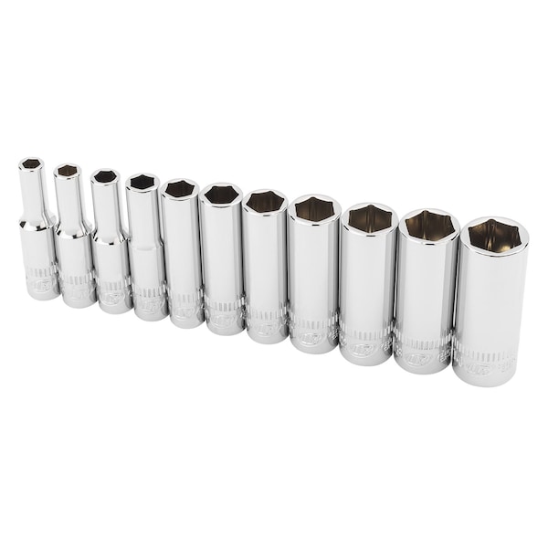 Ingersoll-Rand 11 Piece 1/4 Inch Drive Deep Socket Set - Metric 6-Pt - 752045X