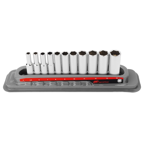 Ingersoll-Rand 11 Piece 1/4 Inch Drive Deep Socket Set - Metric 6-Pt - 752045X