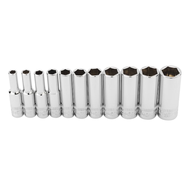 Ingersoll-Rand 11 Piece 1/4 Inch Drive Deep Socket Set - Metric 6-Pt - 752045X