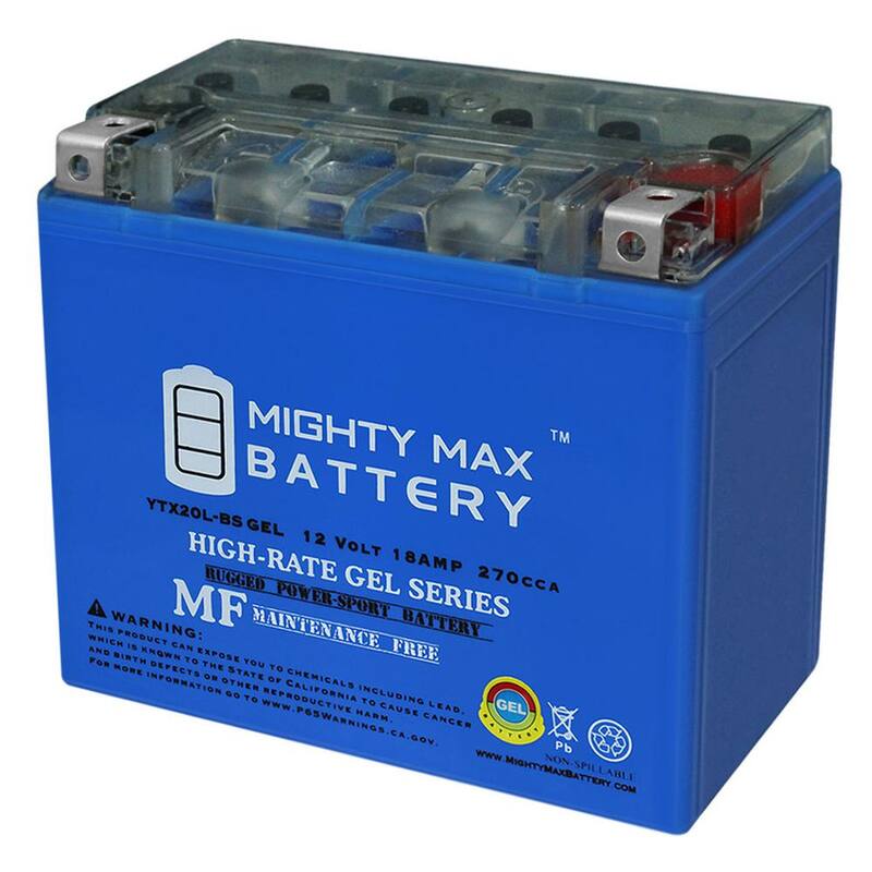 MIGHTY MAX BATTERY 12-Volt 18 Ah 270 CCA GEL Rechargeable Sealed Lead Acid (SLA) Powersport Battery - YTX20L-BSGEL