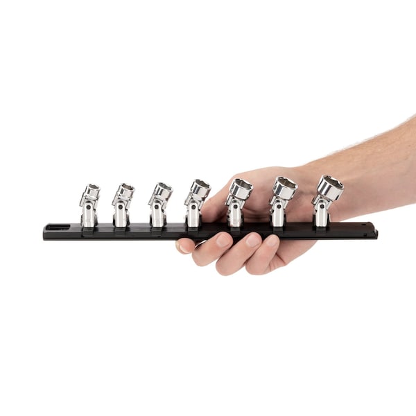 Tekton 3/8 Inch Drive Universal Joint Socket Set with Rail, 7-Piece (3/8-3/4 in.) - SHD91118