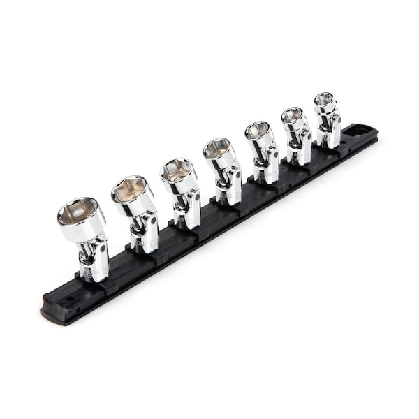 Tekton 3/8 Inch Drive Universal Joint Socket Set with Rail, 7-Piece (3/8-3/4 in.) - SHD91118