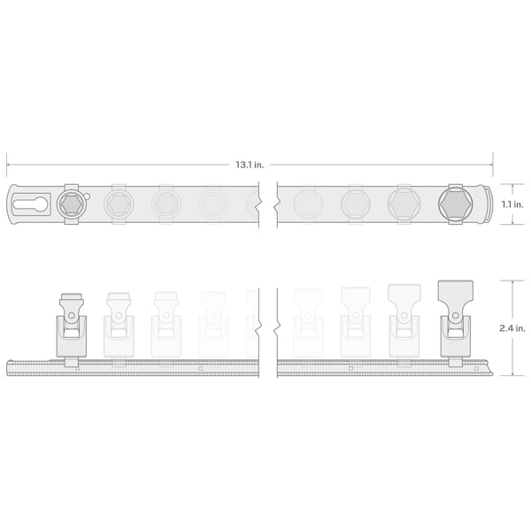 Tekton 3/8 Inch Drive Universal Joint Socket Set with Rail, 7-Piece (3/8-3/4 in.) - SHD91118