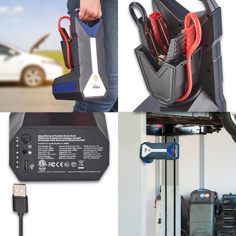 Formula Shell SH924 2000 12-Volt Peak Amp Li-ion Jump Starter for up to 11Litre Gas and 8Litre Diesel Engines with 24000mAh Power Bank - SH924
