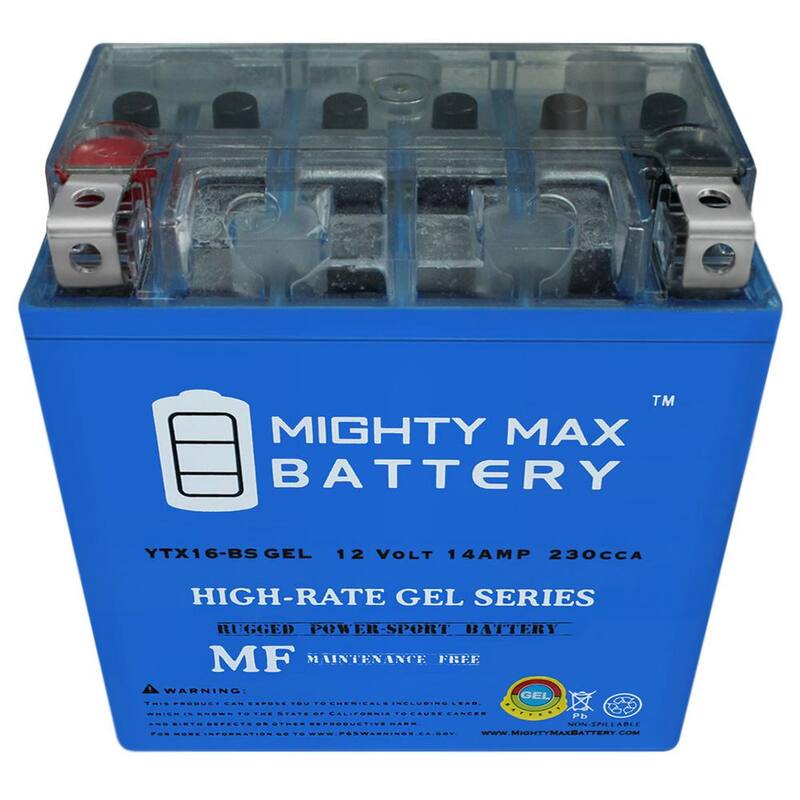 MIGHTY MAX BATTERY 12-Volt 14 Ah 230 CCA GEL Rechargeable Sealed Lead Acid (SLA) Powersport Battery - YTX16-BSGEL