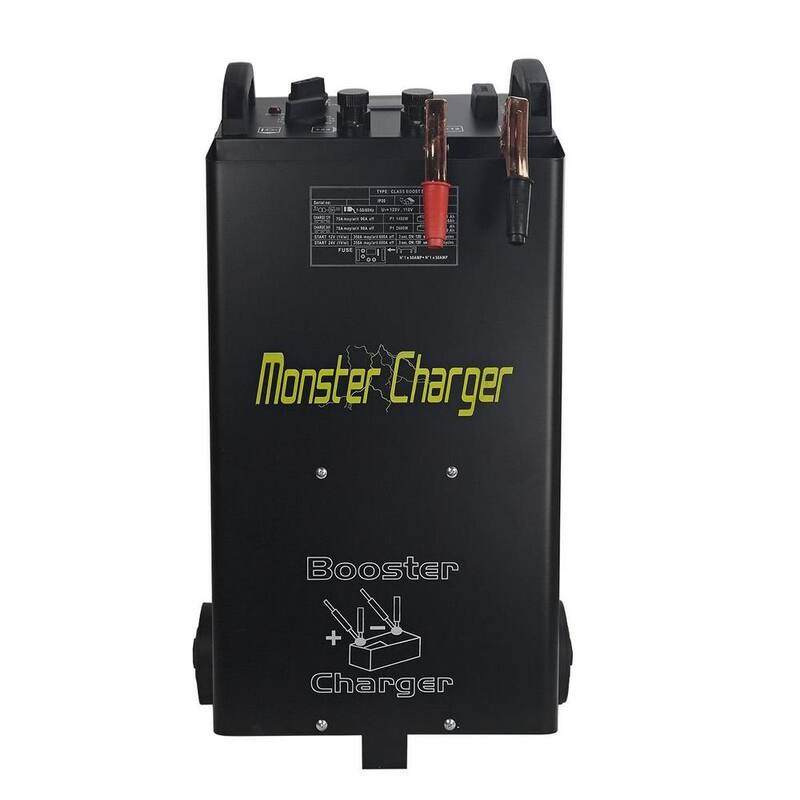 STARK USA 55 Amp 12-Volt/24-Volt Automotive Fast Jump Start Wheel Battery Charger for Car and Truck - 21523-H2