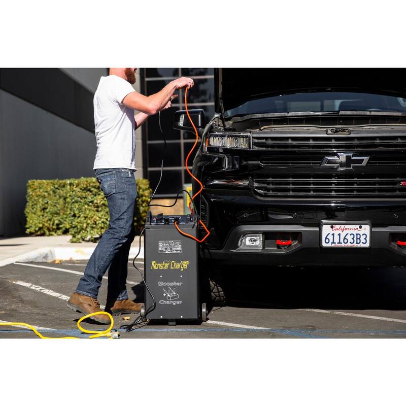 STARK USA 55 Amp 12-Volt/24-Volt Automotive Fast Jump Start Wheel Battery Charger for Car and Truck - 21523-H2