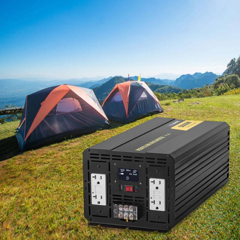 VEVOR Car Power Converter 5000-Watt Modified Sine Wave Inverter DC 12-Volt to AC 110-Volt with LCD Display Remote Control - ZNB5KW12-110CFPDYV9
