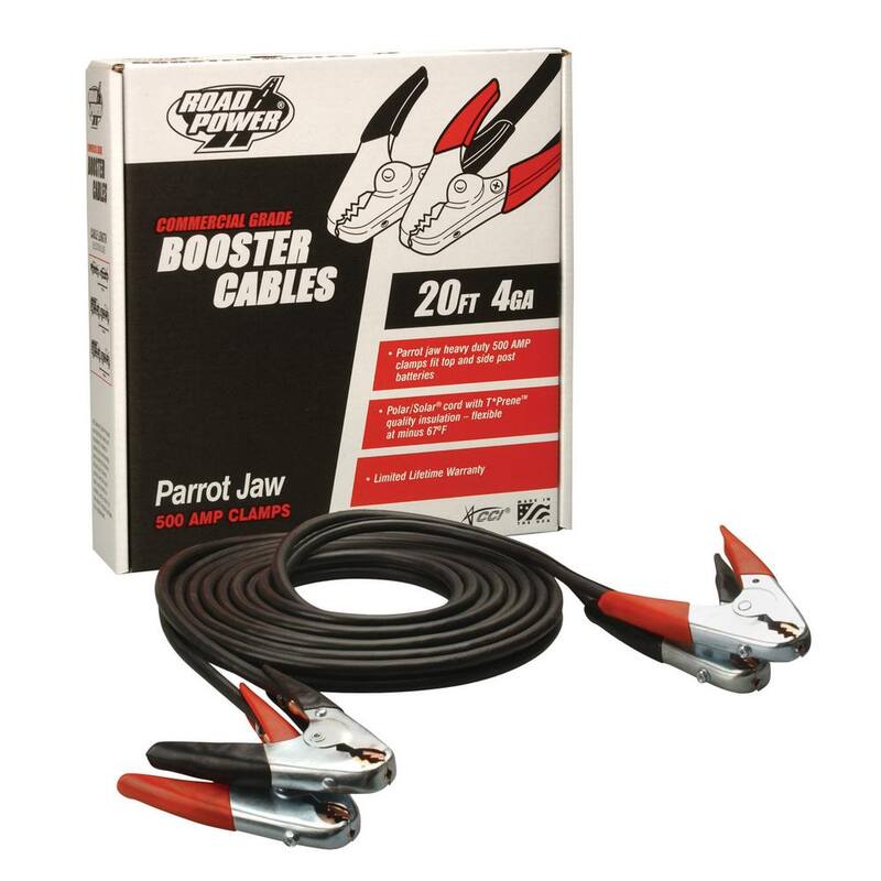 Road Power 20 ft 4-Gauge 500 Amp Black Parrot Jaw Clamps - 87600108