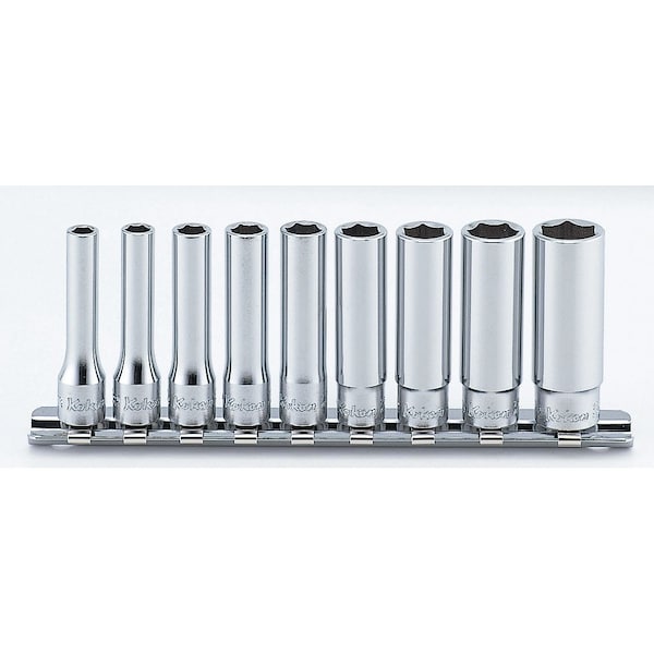 Ko-Ken Socket set 3/16-1/2 6 Point 150mm 9 pieces 1/4 Sq. Drive - RS2300A/9