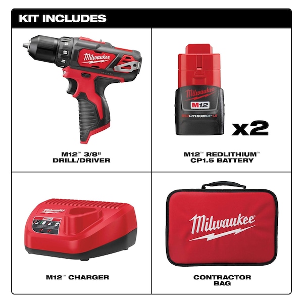 Milwaukee Tool Cordless Ratchet, Drill/Driver, 6Ah/r Bat - 2457-20, 2407-22, 48-11-2460