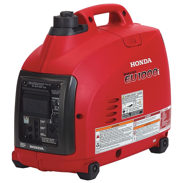 Honda Portable Generator, Gasoline, 900 W Rated, 1,000 W Surge, Recoil Start, 120V AC, 8.3/7.5 A - EU1000T1AN
