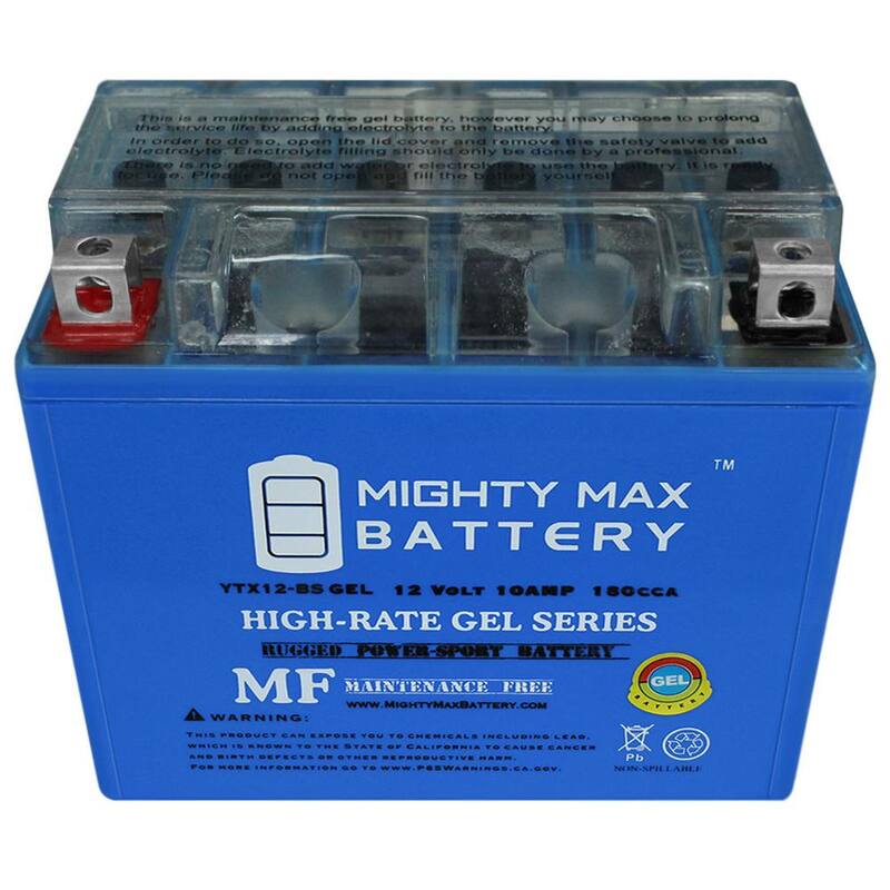 MIGHTY MAX BATTERY 12-Volt 10 Ah 180 CCA GEL Rechargeable Sealed Lead Acid (SLA) Powersport Battery - YTX12-BSGEL