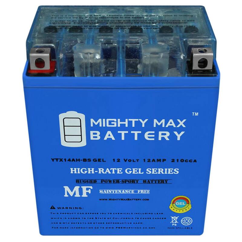 MIGHTY MAX BATTERY 12-Volt 12 Ah 210 CCA GEL Rechargeable Sealed Lead Acid (SLA) Motorcycle Battery - YTX14AHGEL