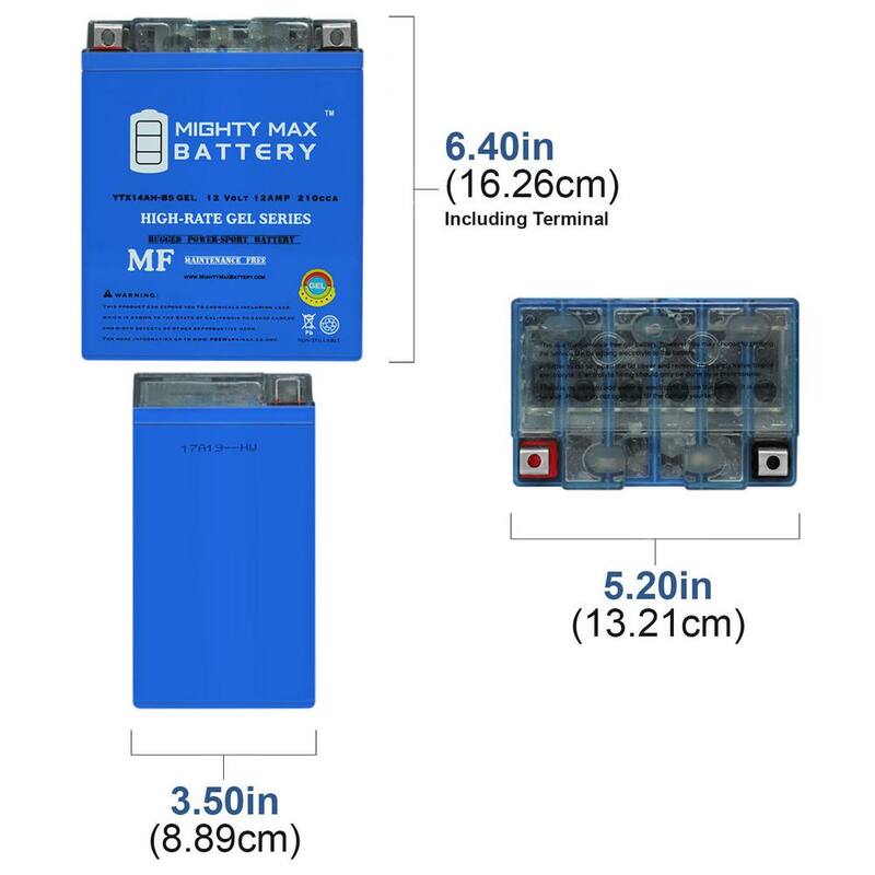 MIGHTY MAX BATTERY 12-Volt 12 Ah 210 CCA GEL Rechargeable Sealed Lead Acid (SLA) Motorcycle Battery - YTX14AHGEL