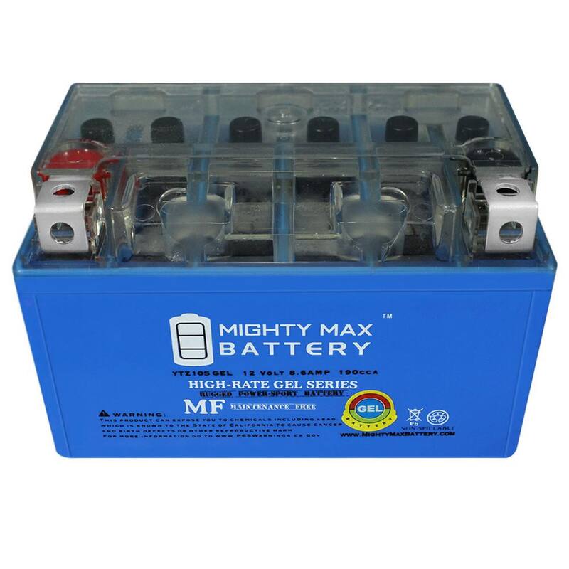MIGHTY MAX BATTERY 12-Volt 8.6 Ah 190 CCA GEL Rechargeable Sealed Lead Acid (SLA) Powersports Battery - YTZ10SGEL