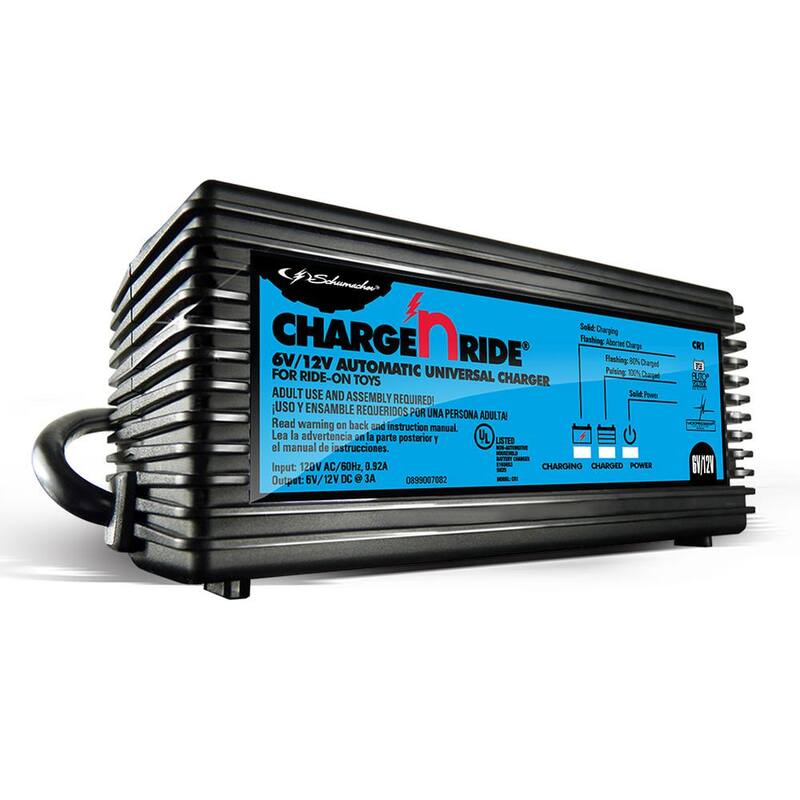 Schumacher Electric Charge ‘n Ride 6-Volt/12-Volt 3-Amp Universal Battery Charger for Ride-on Toys – Fully Automatic - CR1