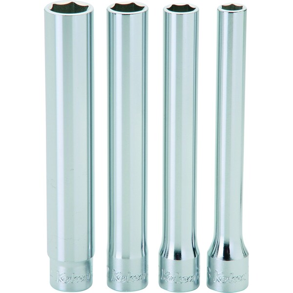Ko-Ken Socket set 8mm-14mm 6 Point 120mm 4 pieces 3/8 Sq. Drive - 3300M/4-L120