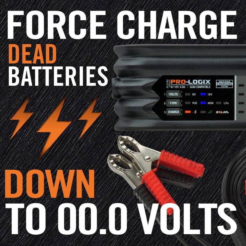 CLORE AUTOMOTIVE 6/12-Volt 4 Amp Intelligent Battery Charger, Battery Maintainer with Power Recovery Mode - PL2140