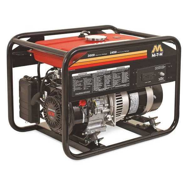 Mi-T-M Portable Generator, Gasoline, 2,450 W Rated, 3,000 W Surge, Recoil Start, 120V AC, 20.4 A - GEN-3000-1MH0