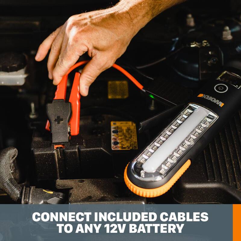 Worx 12-Volt Portable Cordless Multi-Function Jump Starter with LED Lights and USB Charger (Battery and Charger Included) - WX852L
