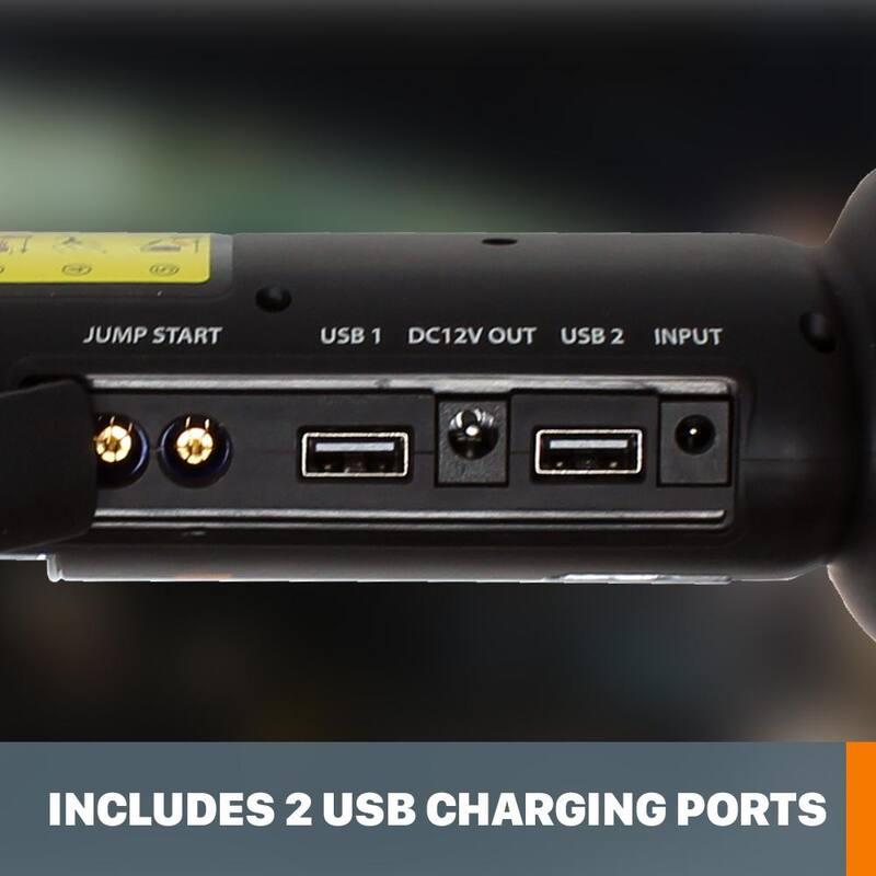 Worx 12-Volt Portable Cordless Multi-Function Jump Starter with LED Lights and USB Charger (Battery and Charger Included) - WX852L