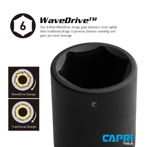 Capri Tools 1/2 in Drive 20 mm 6-Point Metric Shallow Impact Socket - 5-5020