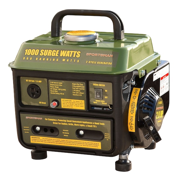 Sportsman Portable Generator, Gasoline, 900 W Rated, 1,000 W Surge, Recoil Start, 120V AC - GEN1000