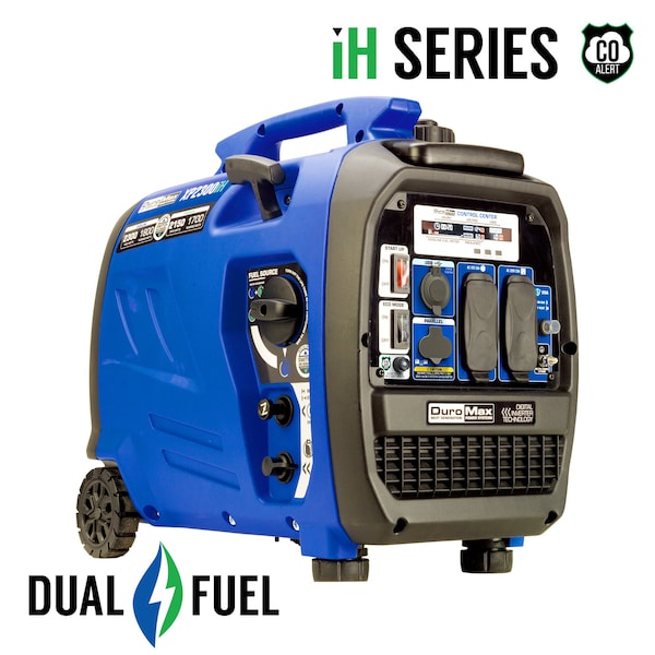 Duromax Portable and Inverter Generator, Gasoline/Liquid Propane, 1,800 W/1,700 W Rated, Recoil Start - XP2300iH