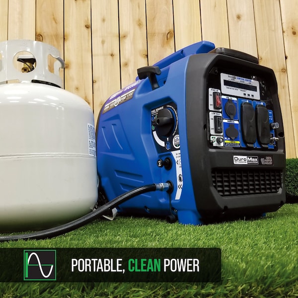 Duromax Portable and Inverter Generator, Gasoline/Liquid Propane, 1,800 W/1,700 W Rated, Recoil Start - XP2300iH