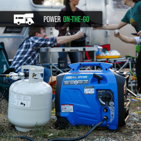 Duromax Portable and Inverter Generator, Gasoline/Liquid Propane, 1,800 W/1,700 W Rated, Recoil Start - XP2300iH