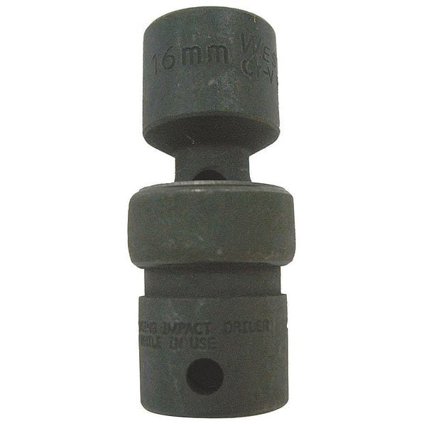 Westward 3/8 in Drive Impact Socket 12 mm Size 6 pt Standard Depth, Black Oxide - 4VYX4