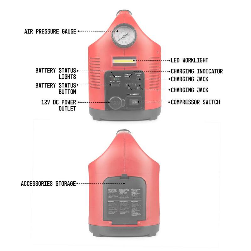 Wagan Tech JumpBoost V10 Air 1200 Peak Amp Jump Starter with 150 PSI Air Compressor - 7556