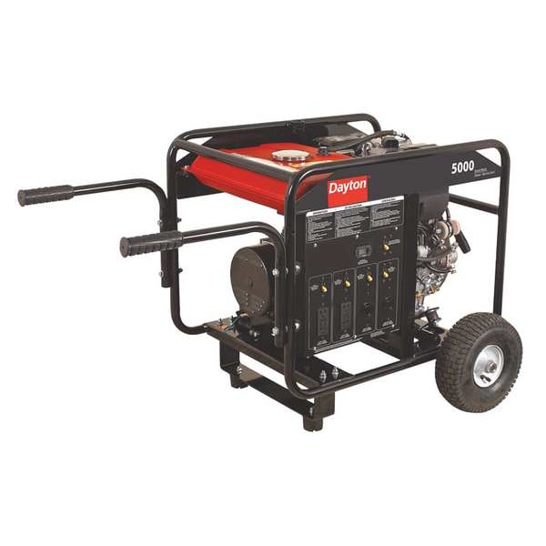 Dayton Portable Generator, Diesel, 5,000 W Rated, 9,160 W Surge, Electric, Recoil Start, 120/240V AC - GEN-6000-1GKD