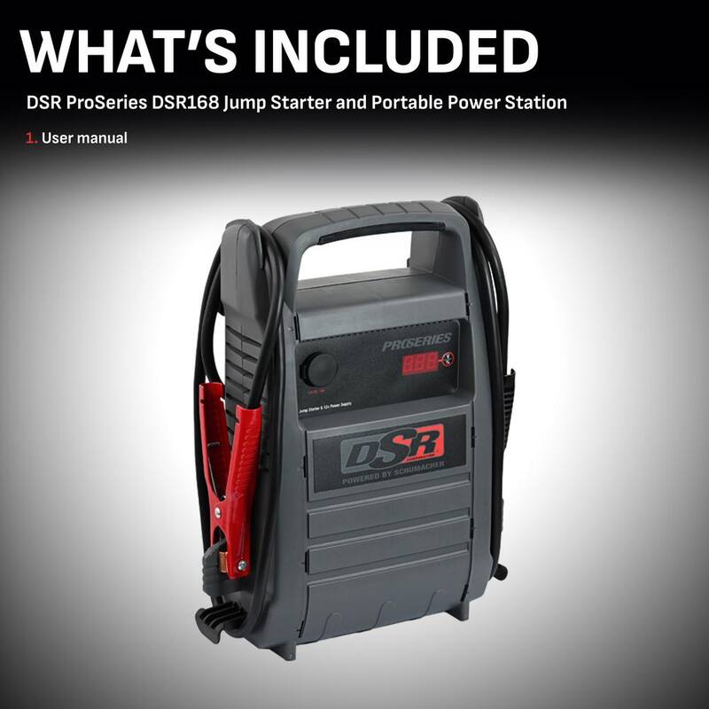 Schumacher Electric DSR Professional Grade Automotive 2000 Peak Amp 12-Volt Jump Starter and Portable Power Station - DSR168