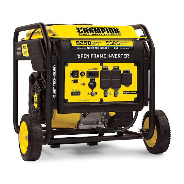 Champion Power Equipment Portable Open Frame Inverter Generator, CO Shield, 6250 Watt, EPA Certified and CARB Compliant - 100519