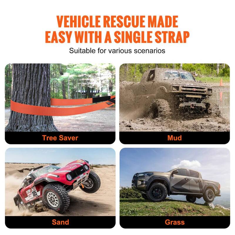 VEVOR 30 in. Recovery Tow Rope 36000lbs. Heavy-Duty Off Road Snatch Strap Extreme Duty Energy Snatch Strap for Jeep Truck ATV - DZNL3IN30FTC2VVOJV0